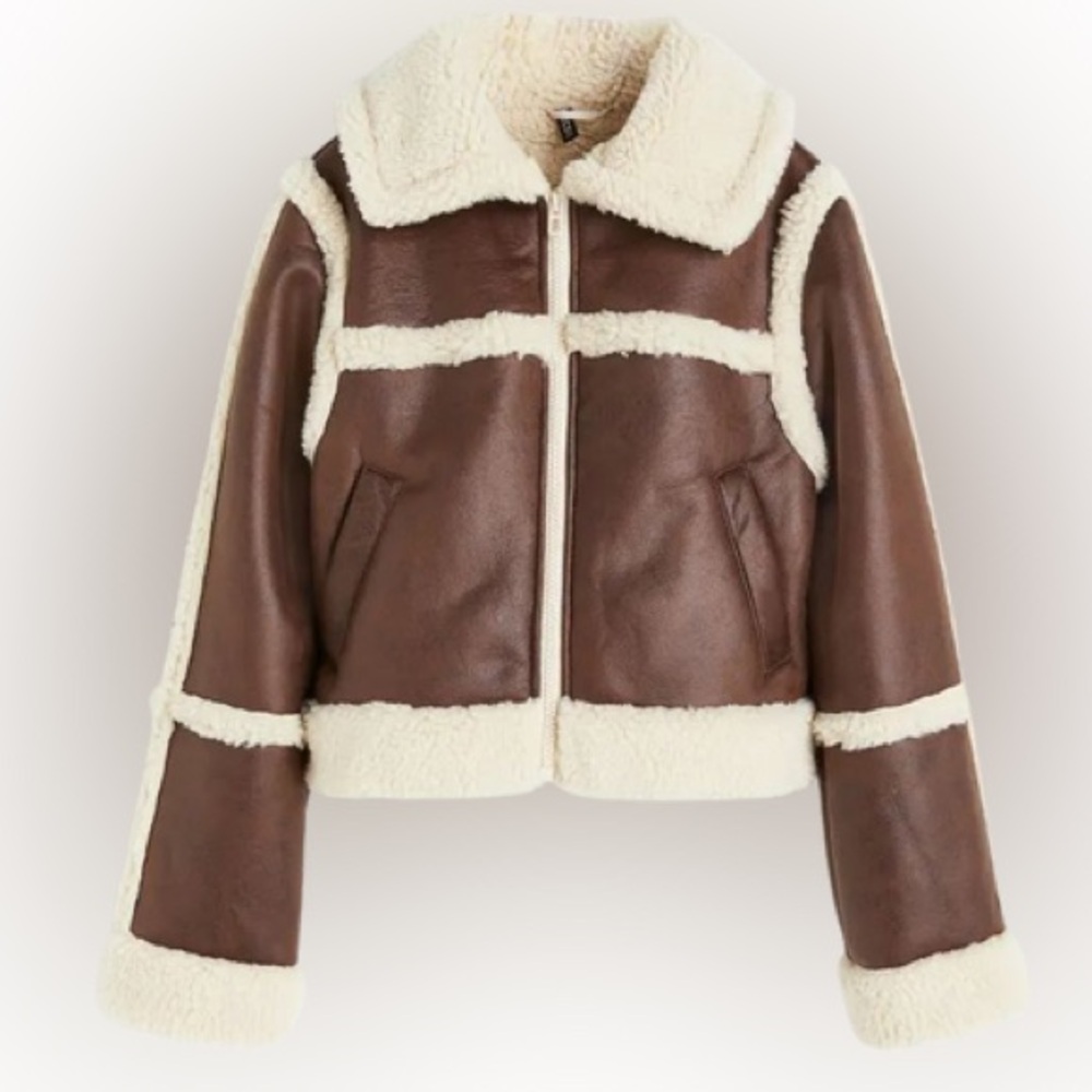 Teddy lined Faux Leather Jacket - S
